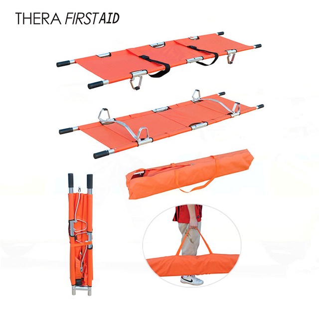 Aluminum alloy 2 fold stretcher for patient transfer